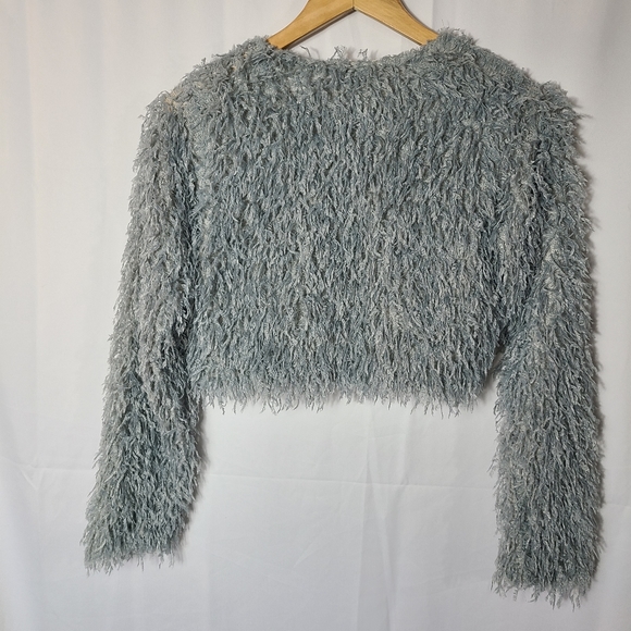 Zara crop feather  long sleeve crew neck top - Picture 5 of 7